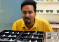 Pijush K.Roy trying on eyeglasses at Dr Divyans Eye Care in Raipur